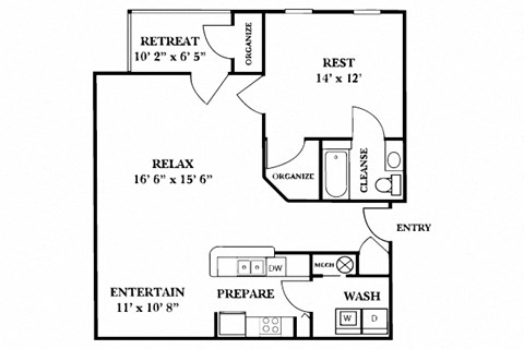 1 Bed 1 Bath - 975 sq ft